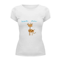Заказать женскую футболку в Москве. Футболка базовая жираф от Karina Radomskaya - готовые дизайны и нанесение принтов.