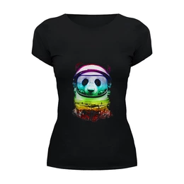 Заказать женскую футболку в Москве. Футболка базовая Космическая панда от YellowCloverShop - готовые дизайны и нанесение принтов.