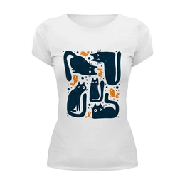 Заказать женскую футболку в Москве. Футболка базовая Черные коты от al_borisova@yahoo.com - готовые дизайны и нанесение принтов.