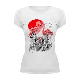 Заказать женскую футболку в Москве. Футболка базовая Закат в Японии от T-shirt print  - готовые дизайны и нанесение принтов.