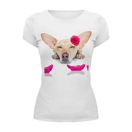 Заказать женскую футболку в Москве. Футболка базовая Собака от Violet - готовые дизайны и нанесение принтов.