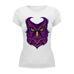Заказать женскую футболку в Москве. Футболка базовая Ночная Сова (Owl) от trugift - готовые дизайны и нанесение принтов.