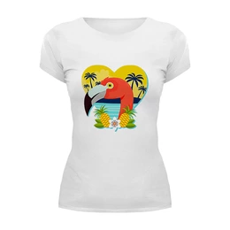 Заказать женскую футболку в Москве. Футболка базовая Фламинго от T-shirt print  - готовые дизайны и нанесение принтов.