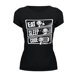 Заказать женскую футболку в Москве. Футболка базовая Eat, Sleep, Code от nyaha.a.s - готовые дизайны и нанесение принтов.