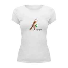 Заказать женскую футболку в Москве. Футболка базовая Соловей от mrs-snit@yandex.ru - готовые дизайны и нанесение принтов.