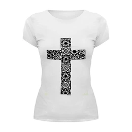 Заказать женскую футболку в Москве. Футболка базовая Крест от YellowCloverShop - готовые дизайны и нанесение принтов.