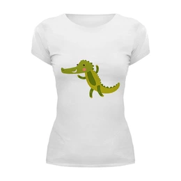 Заказать женскую футболку в Москве. Футболка базовая Крокодил от Romanova - готовые дизайны и нанесение принтов.