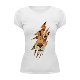 Заказать женскую футболку в Москве. Футболка базовая Лев (Lion) от coolmag - готовые дизайны и нанесение принтов.