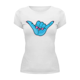 Заказать женскую футболку в Москве. Футболка базовая Shaka Hand от balden - готовые дизайны и нанесение принтов.