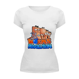 Заказать женскую футболку в Москве. Футболка базовая Worms Revolution от game-fan - готовые дизайны и нанесение принтов.