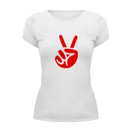Заказать женскую футболку в Москве. Футболка базовая Victory hand от THE_NISE  - готовые дизайны и нанесение принтов.