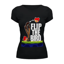 Заказать женскую футболку в Москве. Футболка базовая Flip The Bird от game-fan - готовые дизайны и нанесение принтов.