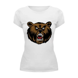 Заказать женскую футболку в Москве. Футболка базовая Медведь от Polilog - готовые дизайны и нанесение принтов.