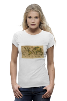 Заказать женскую футболку в Москве. Футболка базовая Карта мира  от Виктор Гришин - готовые дизайны и нанесение принтов.
