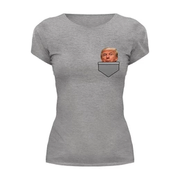 Заказать женскую футболку в Москве. Футболка базовая Карманный Трамп  от CoolDesign - готовые дизайны и нанесение принтов.