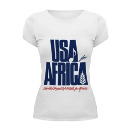Заказать женскую футболку в Москве. Футболка базовая USA for Africa от symbols - готовые дизайны и нанесение принтов.