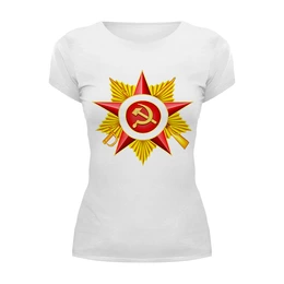 Заказать женскую футболку в Москве. Футболка базовая 9 мая от queen  - готовые дизайны и нанесение принтов.