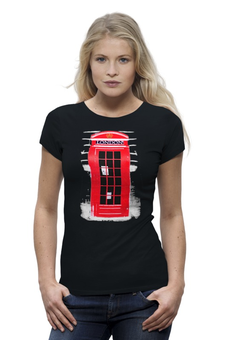 Заказать женскую футболку в Москве. Футболка базовая London Phone Booth от Leichenwagen - готовые дизайны и нанесение принтов.