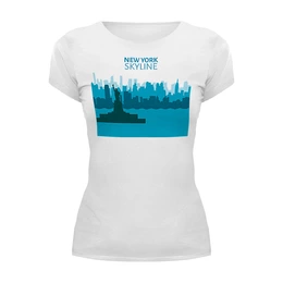 Заказать женскую футболку в Москве. Футболка базовая New York SKYLINE от balden - готовые дизайны и нанесение принтов.