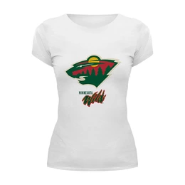Заказать женскую футболку в Москве. Футболка базовая Minnesota Wild / NHL USA от KinoArt - готовые дизайны и нанесение принтов.
