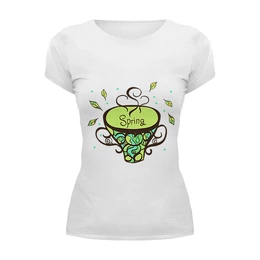 Заказать женскую футболку в Москве. Футболка базовая Зеленый чай от sintara - готовые дизайны и нанесение принтов.