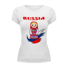 Заказать женскую футболку в Москве. Футболка базовая Матрешка   от T-shirt print  - готовые дизайны и нанесение принтов.