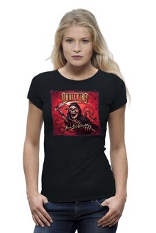 Заказать женскую футболку в Москве. Футболка базовая Devilfire band от Leichenwagen - готовые дизайны и нанесение принтов.