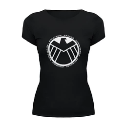 Заказать женскую футболку в Москве. Футболка базовая S.H.I.E.L.D. от carolinum - готовые дизайны и нанесение принтов.