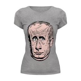 Заказать женскую футболку в Москве. Футболка базовая Путин от denis01001 - готовые дизайны и нанесение принтов.