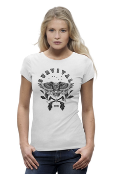 Заказать женскую футболку в Москве. Футболка базовая OWL. SURVIVAL от Алексс Неро - готовые дизайны и нанесение принтов.