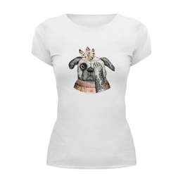 Заказать женскую футболку в Москве. Футболка базовая Собака от THE_NISE  - готовые дизайны и нанесение принтов.