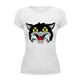 Заказать женскую футболку в Москве. Футболка базовая Кот (cat) от fanart - готовые дизайны и нанесение принтов.