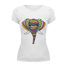 Заказать женскую футболку в Москве. Футболка базовая Индийский слон от BeliySlon - готовые дизайны и нанесение принтов.