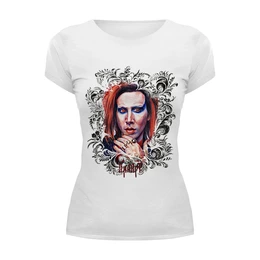 Заказать женскую футболку в Москве. Футболка базовая Marilyn Manson от Инна Вольвак - готовые дизайны и нанесение принтов.