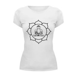 Заказать женскую футболку в Москве. Футболка базовая Будда Медитация от MariYang  - готовые дизайны и нанесение принтов.