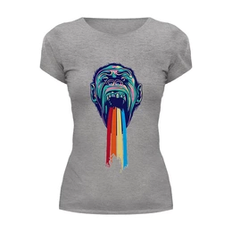 Заказать женскую футболку в Москве. Футболка базовая Rainbow monkey от YellowCloverShop - готовые дизайны и нанесение принтов.
