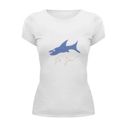 Заказать женскую футболку в Москве. Футболка базовая акула от Karina Radomskaya - готовые дизайны и нанесение принтов.
