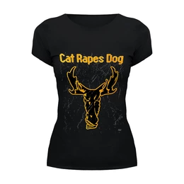 Заказать женскую футболку в Москве. Футболка базовая Cat Rapes Dog от OEX design - готовые дизайны и нанесение принтов.