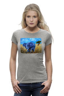 Заказать женскую футболку в Москве. Футболка базовая Синий слон от rikart - готовые дизайны и нанесение принтов.