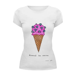 Заказать женскую футболку в Москве. Футболка базовая Diamond ice cream от Полина Синдеева - готовые дизайны и нанесение принтов.