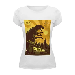 Заказать женскую футболку в Москве. Футболка базовая Godzilla yellow от KinoArt - готовые дизайны и нанесение принтов.