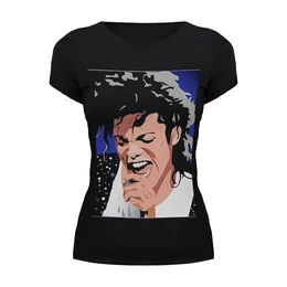Заказать женскую футболку в Москве. Футболка базовая Michael Jackson  от KinoArt - готовые дизайны и нанесение принтов.