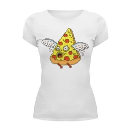 Заказать женскую футболку в Москве. Футболка базовая Пицца от trugift - готовые дизайны и нанесение принтов.