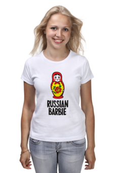 Заказать женскую футболку в Москве. Футболка базовая Russian Barbie от nimal1309 - готовые дизайны и нанесение принтов.