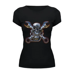 Заказать женскую футболку в Москве. Футболка базовая Metal Skull от vphone - готовые дизайны и нанесение принтов.