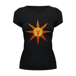 Заказать женскую футболку в Москве. Футболка базовая dark souls sun от cherdantcev - готовые дизайны и нанесение принтов.