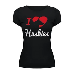 Заказать женскую футболку в Москве. Футболка базовая Я люблю Хаски от originals - готовые дизайны и нанесение принтов.