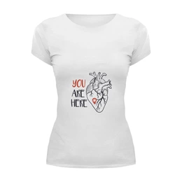 Заказать женскую футболку в Москве. Футболка базовая Heart от ideboshir - готовые дизайны и нанесение принтов.