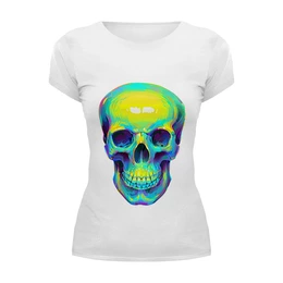 Заказать женскую футболку в Москве. Футболка базовая Colorfull skull от scoopysmith - готовые дизайны и нанесение принтов.