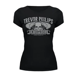 Заказать женскую футболку в Москве. Футболка базовая GTA 5. Trevor Philips Enterprises от geekbox - готовые дизайны и нанесение принтов.
